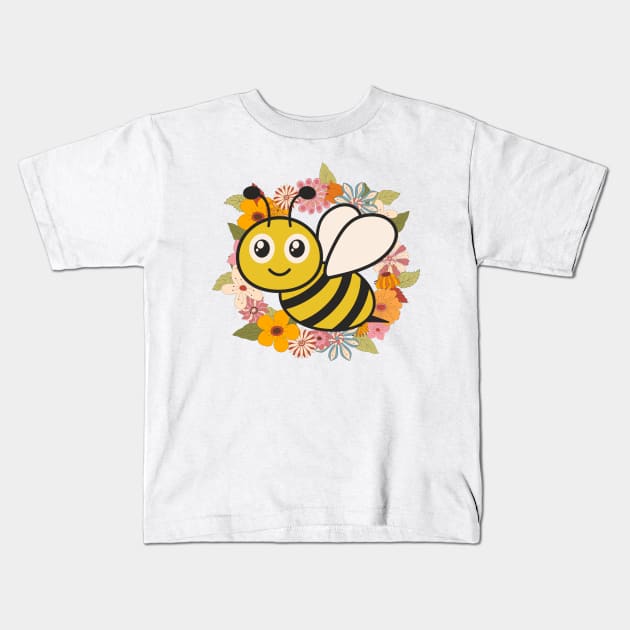 Bee & Flowers Kids T-Shirt by Etopix